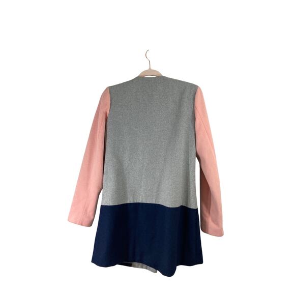 Sabine Women's Minimalist Colorblock Trench Coat  Medium - Picture 3 of 9